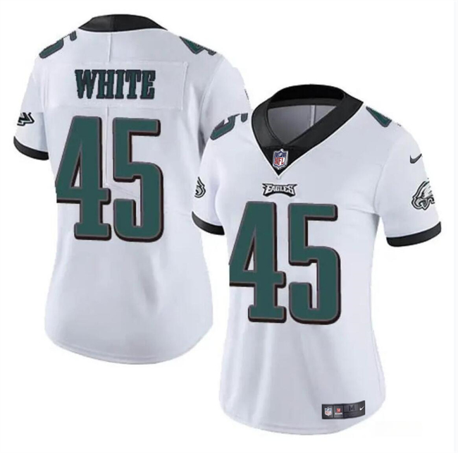 Women's Philadelphia Eagles #45 Devin White White Vapor Untouchable Limited Stitched Football Jersey(Run Small)